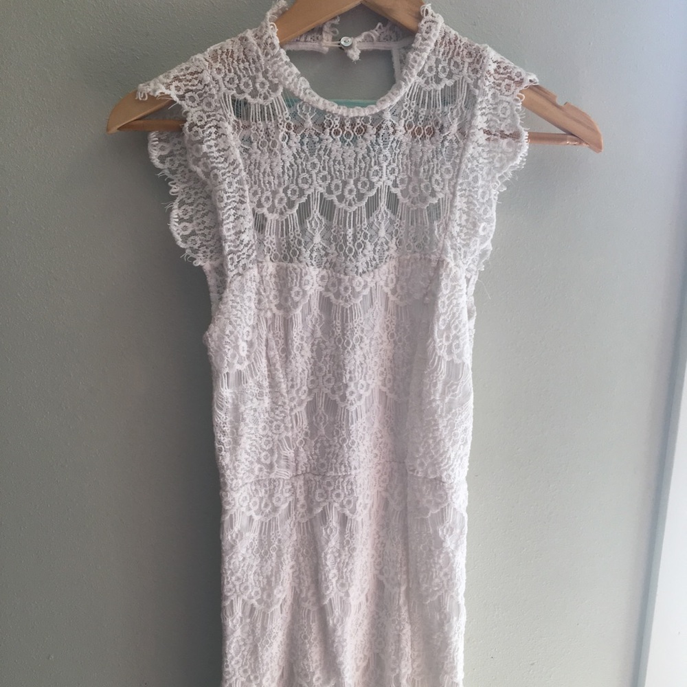 Beautiful, white, open back , lace dress